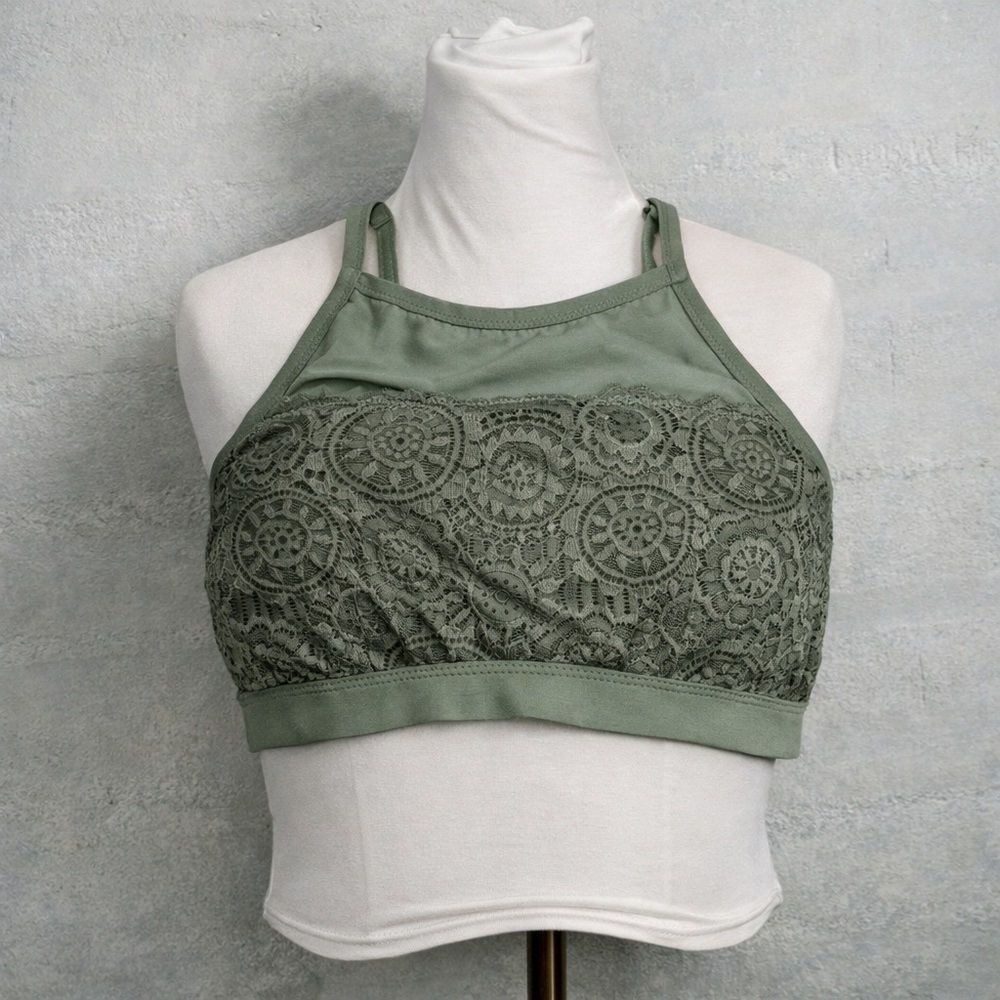 Aerie  olive green lace bralette L